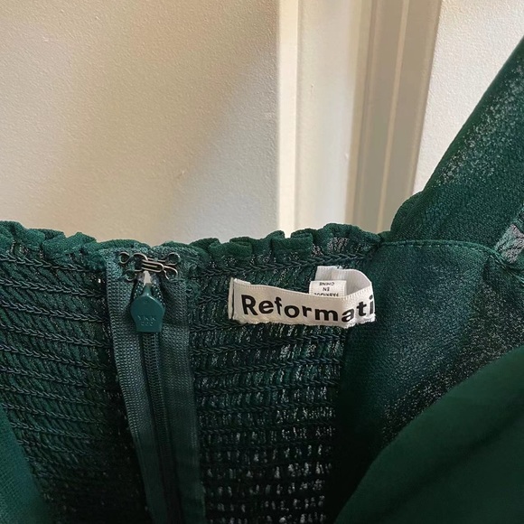 Reformation Petites Jasen Dress Color: Forest - Picture 8 of 8